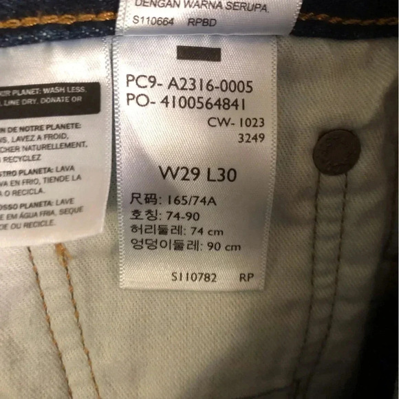 Levi’s 511 Slim BlackTab Big E Mens 29x30 Dark Was Blue Jeans Heavyweight NOTES - Picture 5 of 5